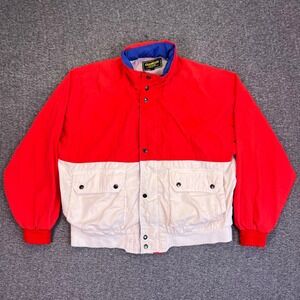 VTG OshKosh B'gosh Color Block Jacket Large Red White Blue Hooded Windbreaker
